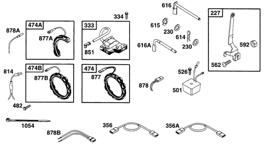 Elect, Controls Diagram and Parts List for 282707-0118-XX  Briggs and Stratton Engine